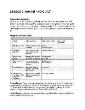 idioms of emotion lesson 3 guilt and shame by michael witten tpt