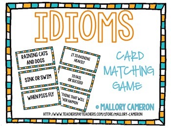 Preview of Idioms Matching Card Game