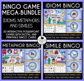 Preview of Idioms, Metaphors and Similes - 30 Bingo Games - Interactive PowerPoint files