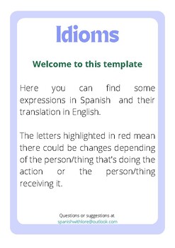 Preview of Idioms  / Modismos  (Spanish - English)