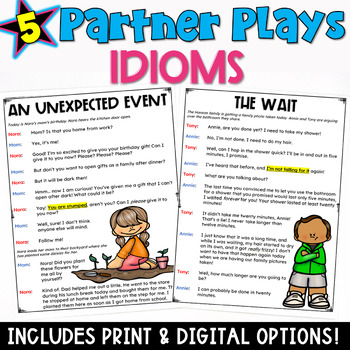 Preview of Identifying Idioms Practice: 5 Partner Play Scripts and Worksheets