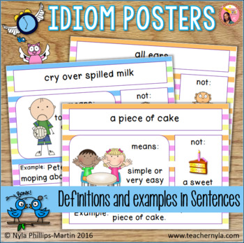 Preview of Idiom Posters with Pictures, Definitions and Examples