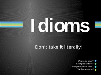 Preview of Idioms Powerpoint includes Matching Game, Try It, and On Your Own