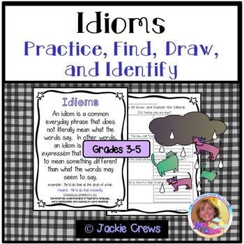 Preview of Idioms Practice, Find, Draw, & Identify Plus Digital Easel Pages