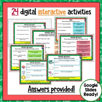 Idioms, Proverbs and Adages Digital Activities for Google Classroom