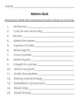 English- Idioms And Their Meaning Test - ProProfs Quiz