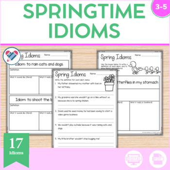 Preview of Idioms Spring Themed Digital and Printable