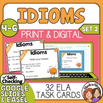 Preview of Idioms Task Cards - Set 2 | Print & Digital | Figurative Language Practice!