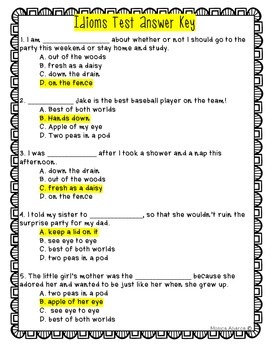 English- Idioms And Their Meaning Test - ProProfs Quiz