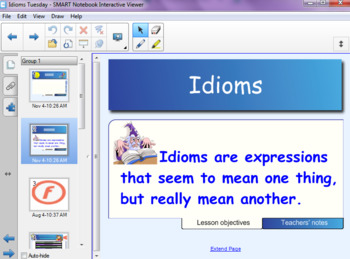 Preview of Idioms Unit: Smart Notebook Lesson 2 of 3