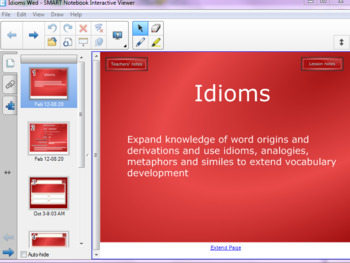 Preview of Idioms Unit: Smart Notebook Lesson 3 of 3