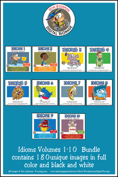 Preview of Idioms Volumes 1-10 Cartoon Clipart BUNDLE for ALL grades