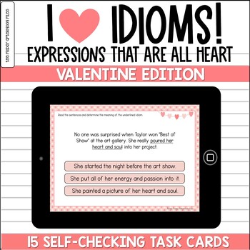 Preview of Valentine Idioms With Heart  | BOOM™ Digital Task Cards