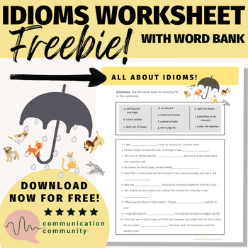 Preview of Idioms Worksheet: Figurative Language FREEBIE