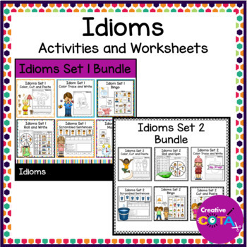 Preview of Idioms Figurative Language Worksheet and Activities Literacy Center Bundle