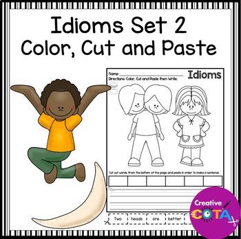 Preview of Occupational Therapy Idioms Coloring Pages Cut & Paste Sentences Writing