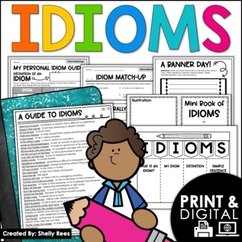 Preview of Idioms Worksheets and Activities Unit Printable AND Digital