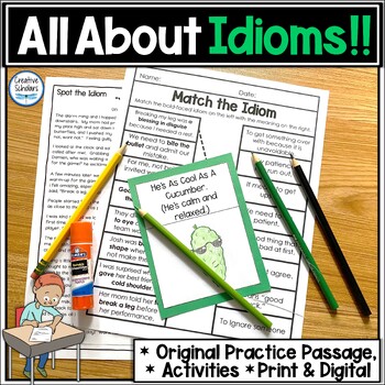 Preview of Idioms Worksheets and Activities with Print and Digital Easel