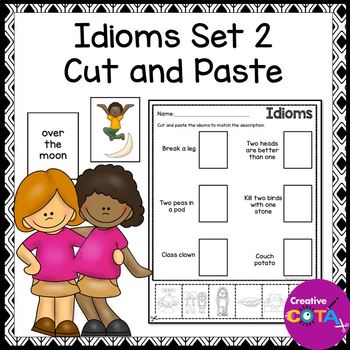Preview of Idioms Figurative Language Worksheets and Matching Cards Activity Set 2