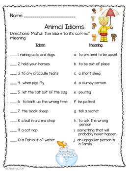 3 grade worksheet idioms Classroom for Idioms All and A Worksheets Booklet by