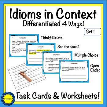Preview of Idioms in Context | Task Cards and Worksheets | Differentiated | Set 1 of 3