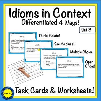 Preview of Idioms in Context | Task Cards and Worksheets | Differentiated | Set 3 of 3