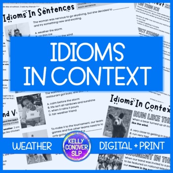 Preview of Weather Idioms in Context for Middle School, Junior High, & High School Students