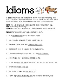 Idioms worksheet by LisaMillerPhotos | Teachers Pay Teachers