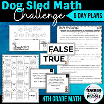Preview of Iditarod Dog Sled Math Challenge | 5 Days 