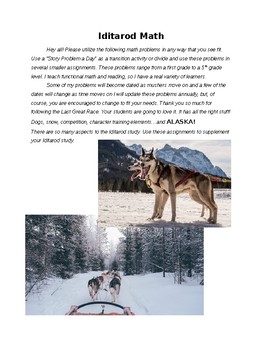 Preview of Iditarod Math - Story Problems
