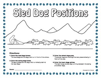 Iditarod Sled Dog Coloring Page by Room 11 | Teachers Pay Teachers