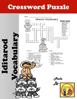 Iditarod Vocabulary Crossword Puzzle by Acres of Activities TPT