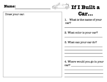 Preview of If I Built a Car Activity *EDITABLE*