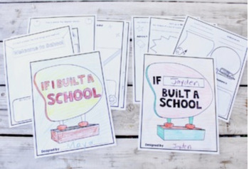 Preview of If I Built a School STEM Engineering Design Workbook Activity Book ELA Centers
