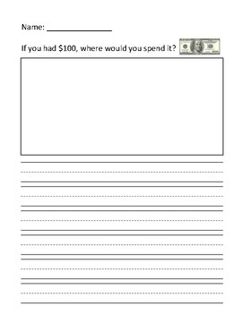 If I Had $100 - Writing Template by Miss Graphic Organizer | TPT