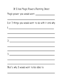 If I Had Magic Powers Opinion Writing by Stars in First | TpT
