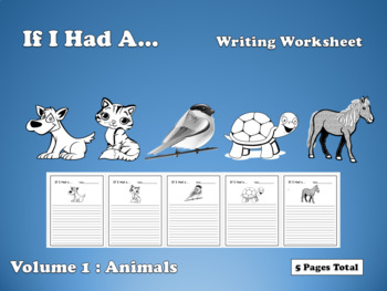 Preview of Grades 1 - 3 No Prep Writing & Coloring Worksheet | Animals