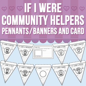 Preview of If I Were | Community Helpers Pennants and Card, Writing and Decor Activity