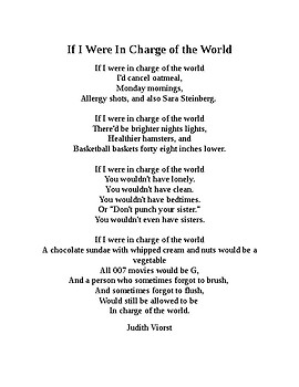 Preview of If I Were In Charge Of The World- Creative Poem Writing Activity