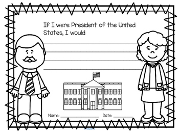 Preview of If I Were President Discussion Printable Preschool and Kindergarten