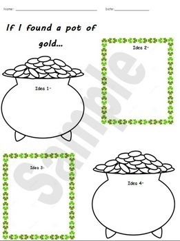 Preview of If I found a pot of gold... writing prompt St. Patrick's Day Activity (Updated)