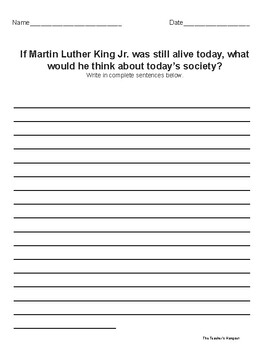 If MLK was still alive... writing prompt by The Teacher's Hangout