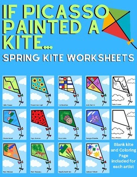 Preview of If Picasso Painted a Kite - Spring Art Project - Famous Artists - Coloring Pages