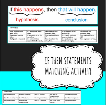 Preview of If Then Conditional Statements Cut and Paste Matching Activity