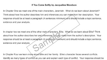 Preview of If You Come Softly by Jacqueline Woodson (Journal Entries)