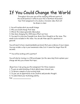 if i could change one thing about the world essay