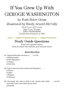 Preview of If You Grew Up With GEROGE WASHINGTON by Ruth Belov Gross; Quiz