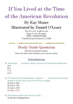 Preview of If You Lived at the Time of the American Revolution by Kay Moore; Quiz w/Ans Key