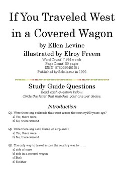 Preview of If You Traveled West in a Covered Wagon by Ellen Levine; Study Guide