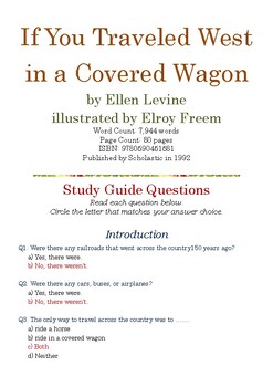 Preview of If You Traveled West in a Covered Wagon by Ellen Levine; Study Guide w/Ans Key